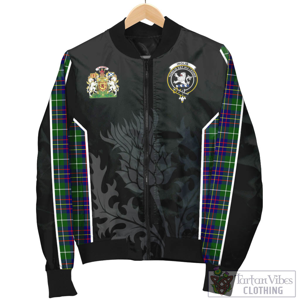 Inglis Tartan Bomber Jacket with Family Crest and Scottish Thistle Vibes Sport Style - Tartan Vibes Clothing
