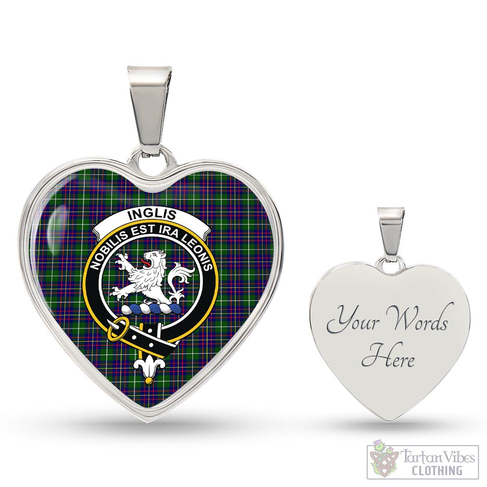 Inglis Tartan Heart Necklace with Family Crest Luxury Necklace (Silver) Yes - Tartan Vibes Clothing