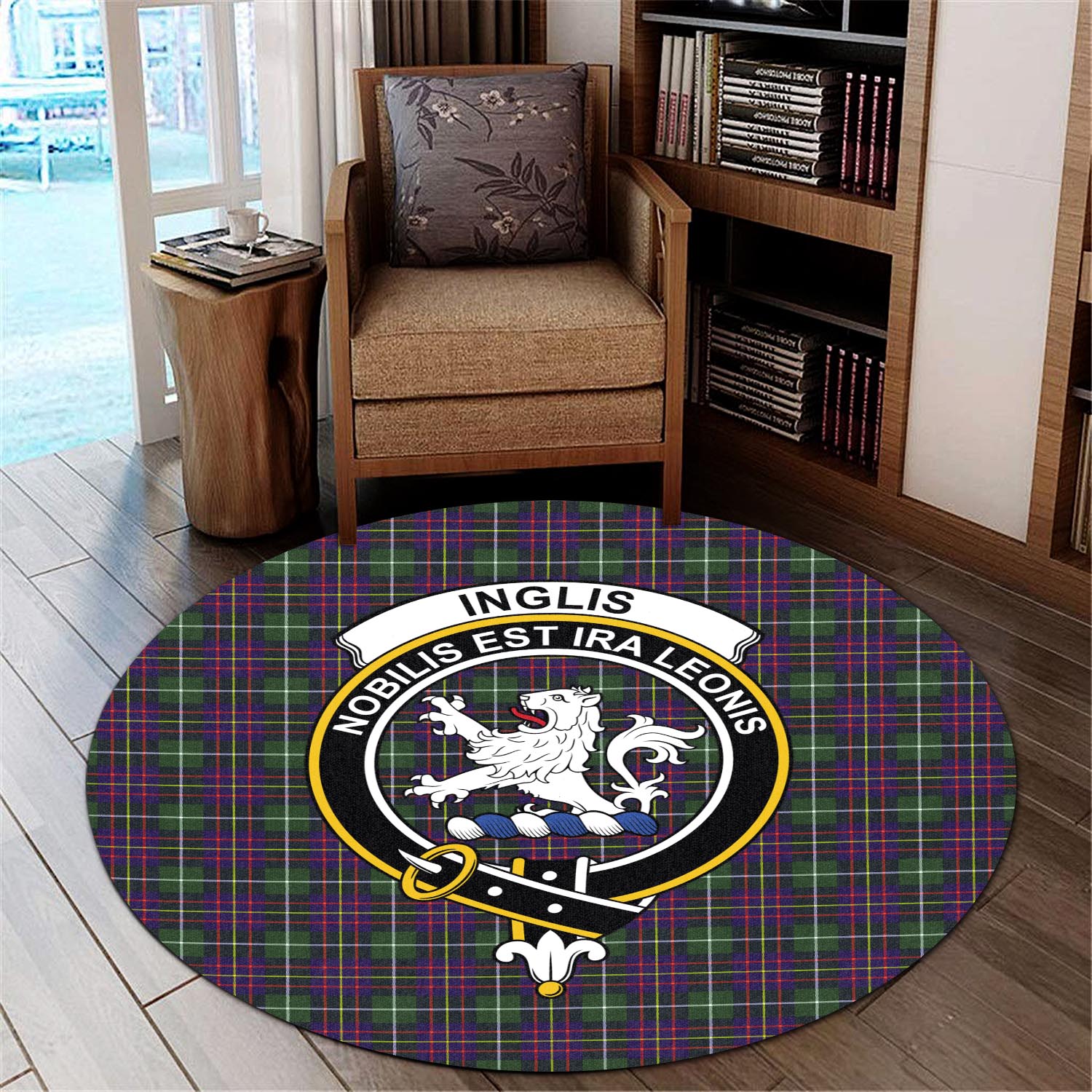 Inglis Tartan Round Rug with Family Crest - Tartan Vibes Clothing