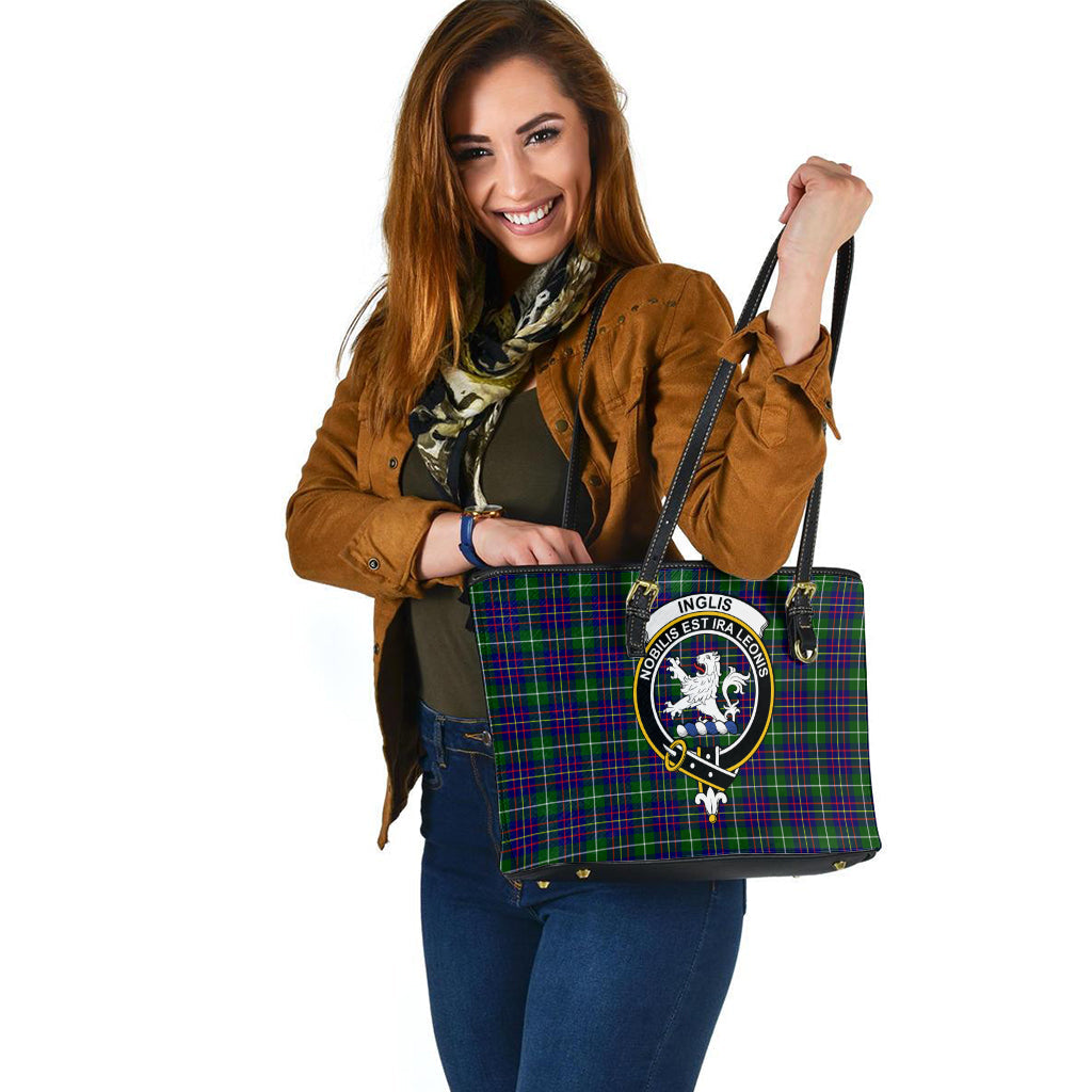 Inglis Tartan Leather Tote Bag with Family Crest - Tartan Vibes Clothing