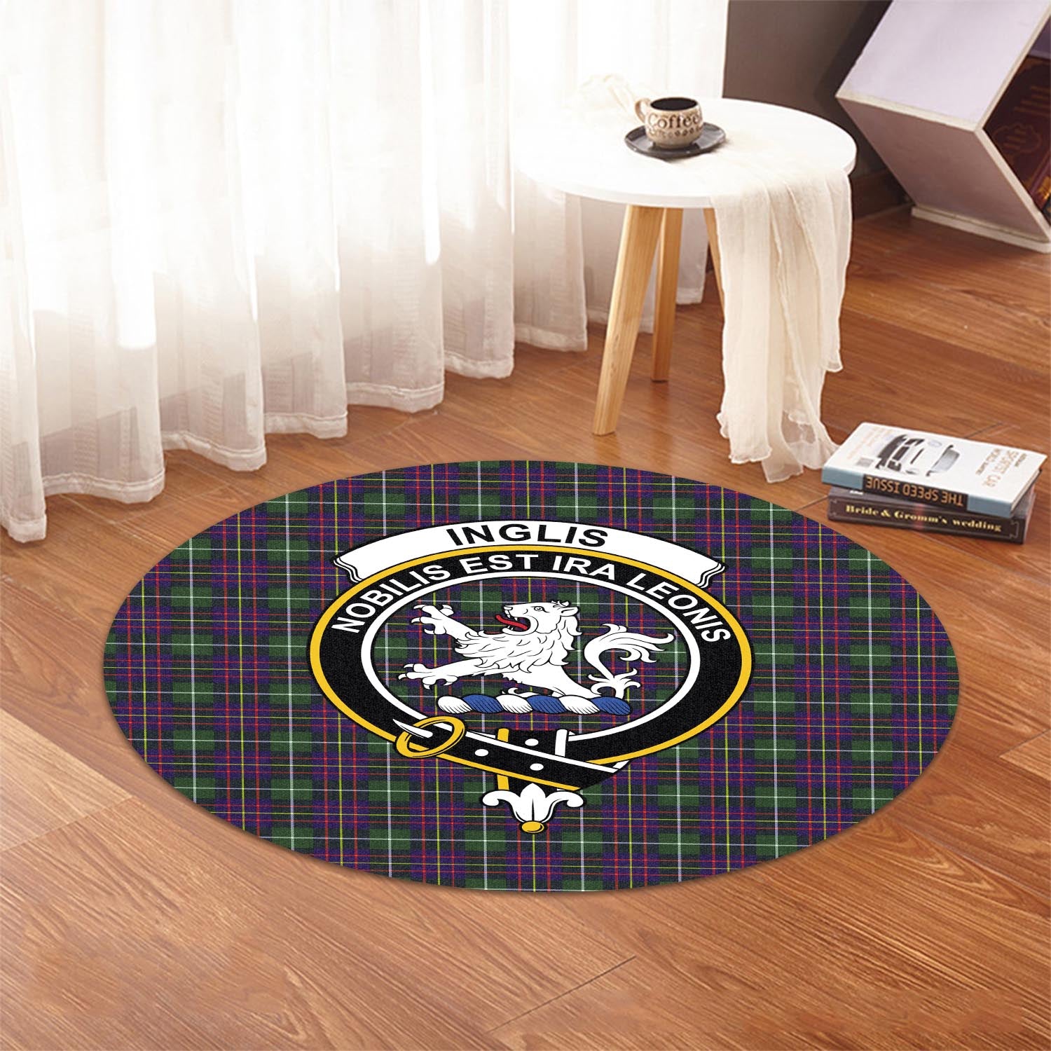 Inglis Tartan Round Rug with Family Crest - Tartan Vibes Clothing