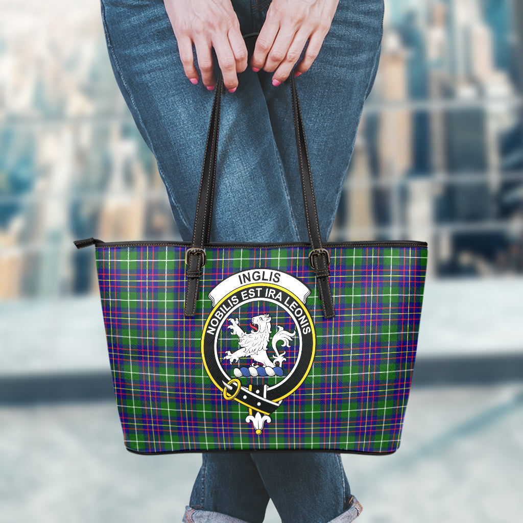 Inglis Tartan Leather Tote Bag with Family Crest - Tartan Vibes Clothing