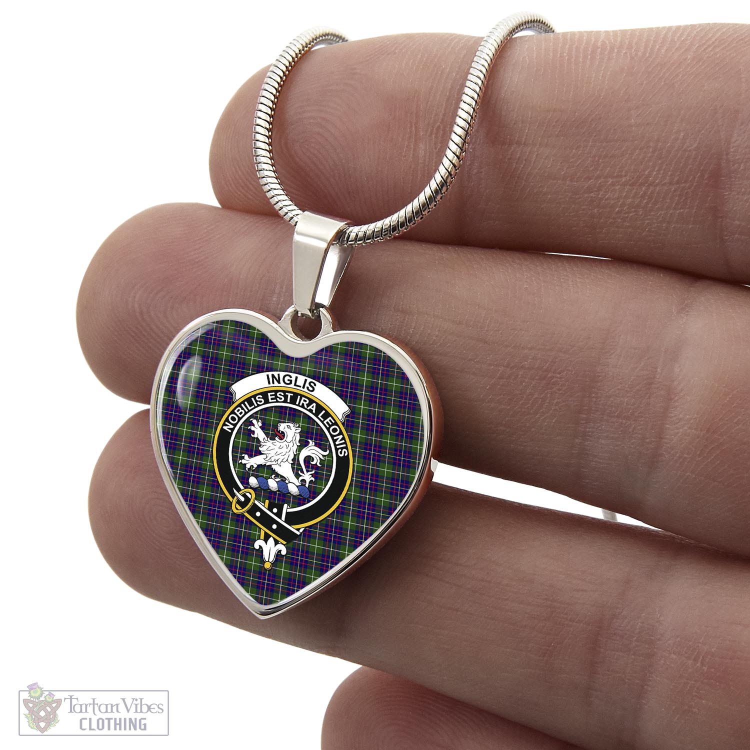 Inglis Tartan Heart Necklace with Family Crest - Tartan Vibes Clothing