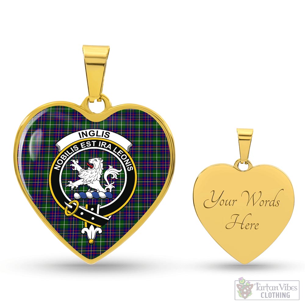 Inglis Tartan Heart Necklace with Family Crest Luxury Necklace (Gold) Yes - Tartan Vibes Clothing