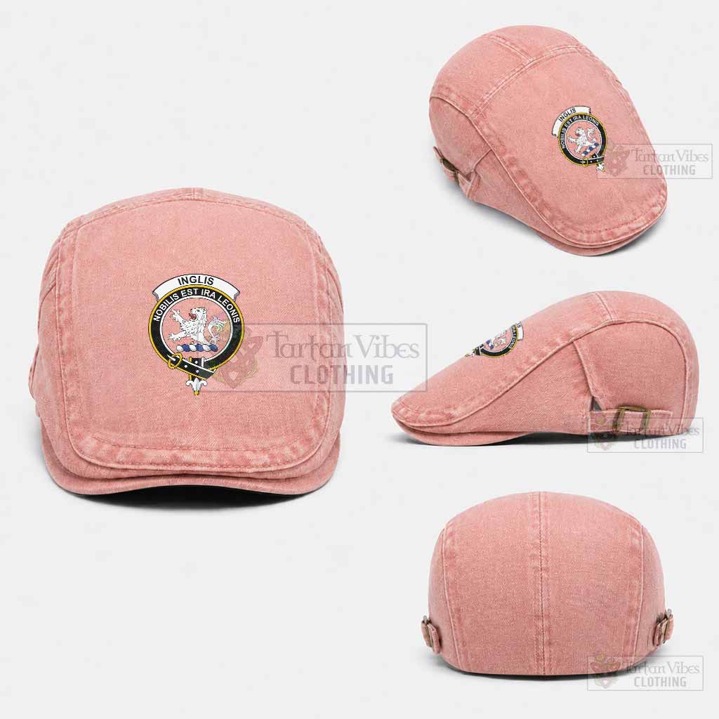 Inglis Scottish Clan Crest Washed Flat Cap - Unisex Jeff Cap One Size (Adjustable) Pink - Tartan Vibes Clothing