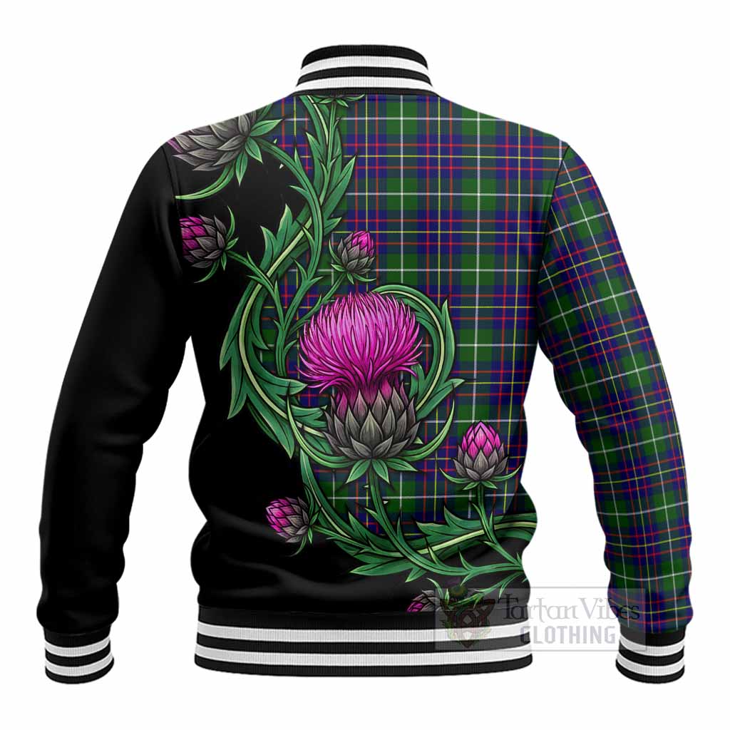 Inglis Tartan Baseball Jacket Resilient Scottish Thistle - Tartan Vibes Clothing