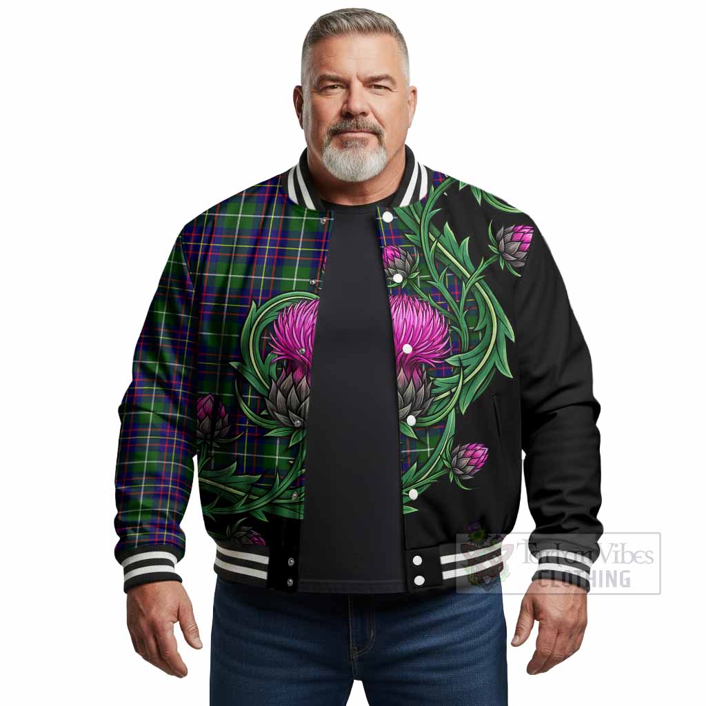 Inglis Tartan Baseball Jacket Resilient Scottish Thistle - Tartan Vibes Clothing