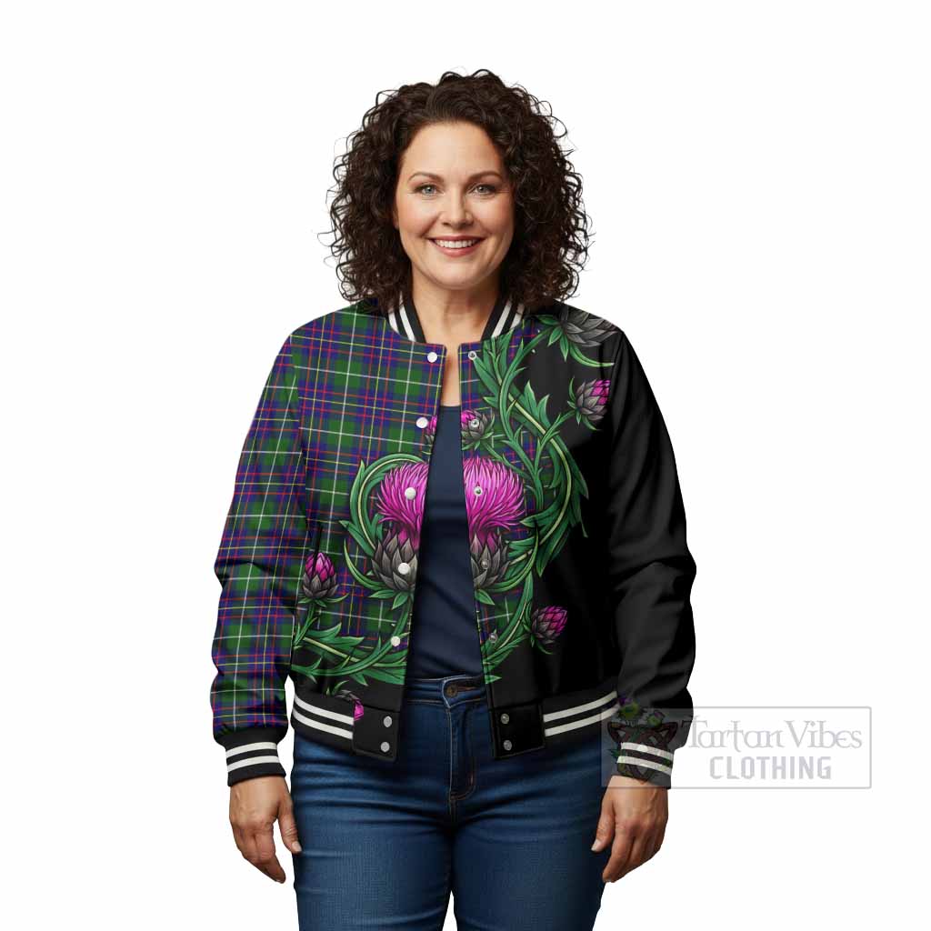 Inglis Tartan Baseball Jacket Resilient Scottish Thistle - Tartan Vibes Clothing