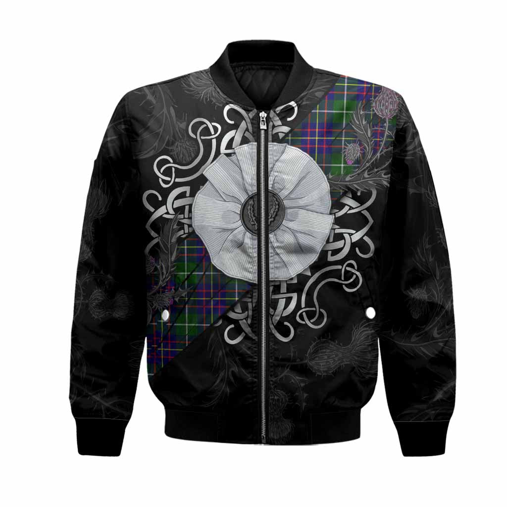 Inglis Tartan Bomber Jacket Jacobite White Rose Unisex Black - Tartan Vibes Clothing