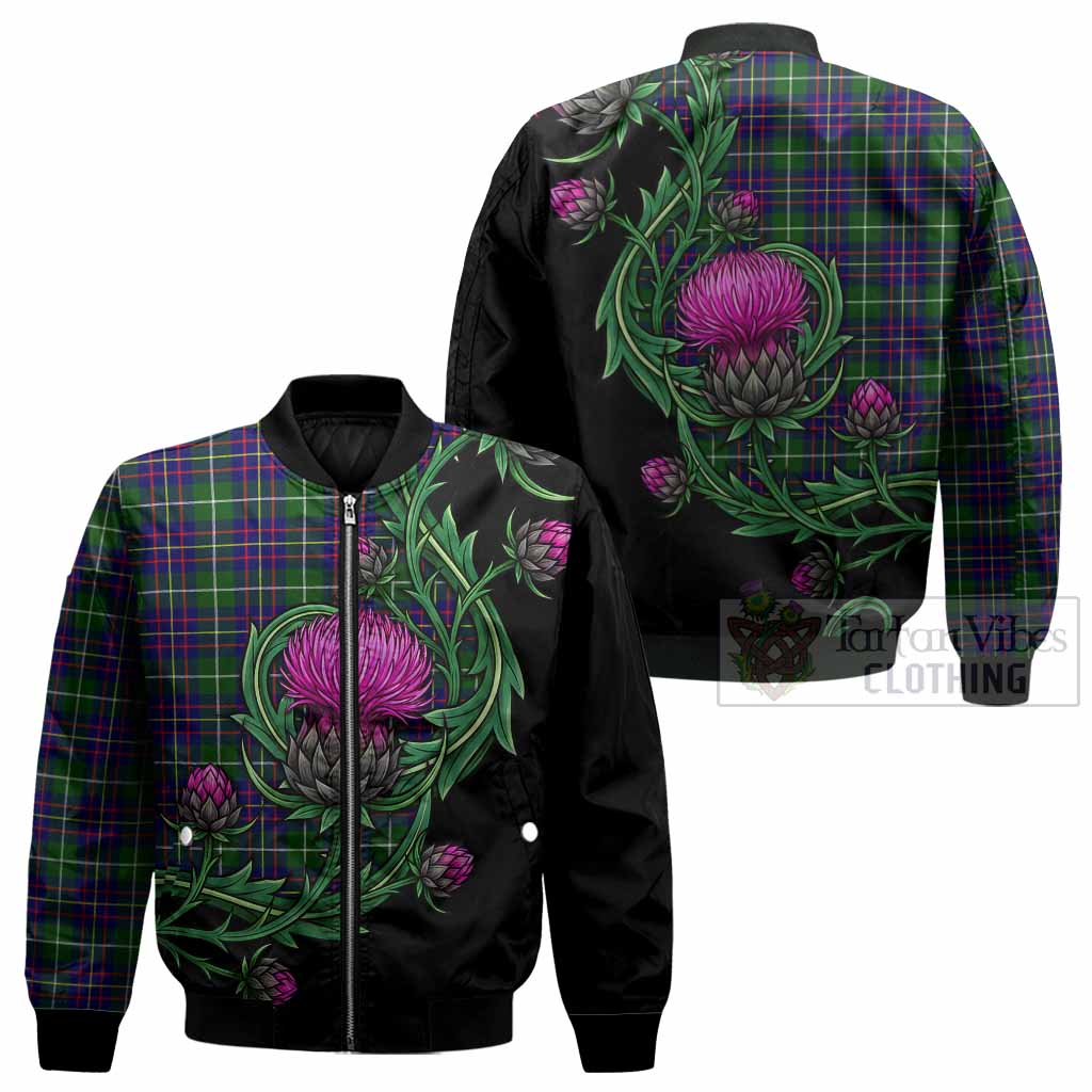 Inglis Tartan Bomber Jacket Resilient Scottish Thistle - Tartan Vibes Clothing