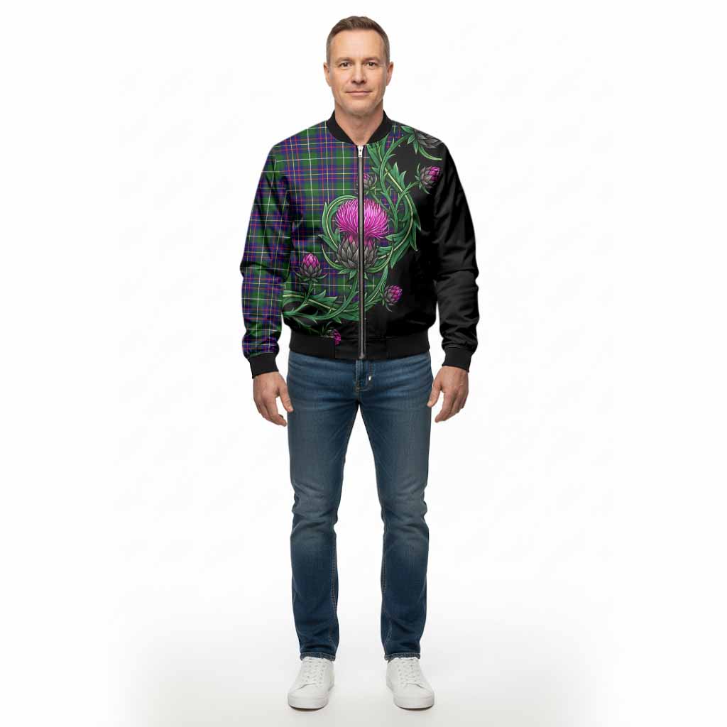 Inglis Tartan Bomber Jacket Resilient Scottish Thistle - Tartan Vibes Clothing