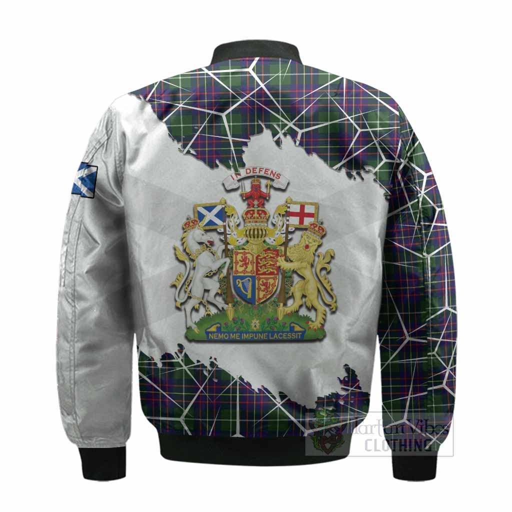 Inglis Tartan Bomber Jacket with Family Crest and Lion Rampant Grunge Style