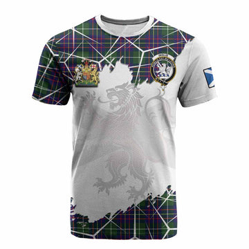 Inglis Tartan Cotton T-shirt with Family Crest and Lion Rampant Grunge Style