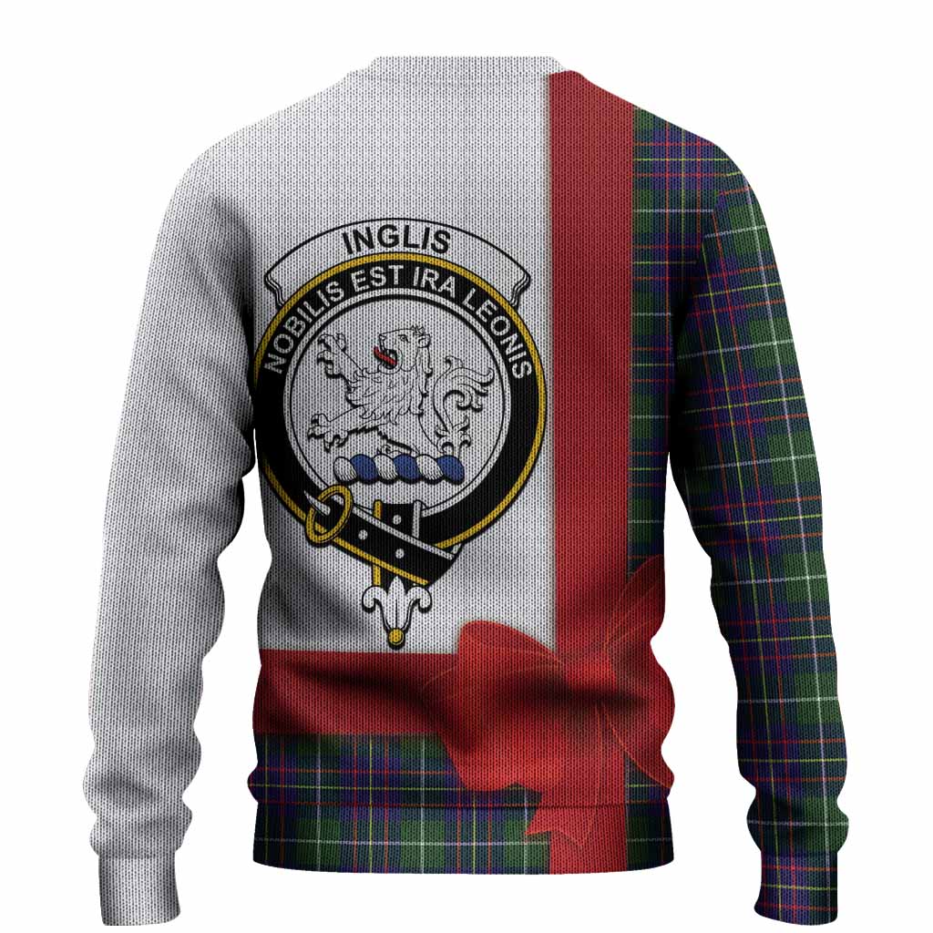 Inglis Tartan Crest Christmas Christmas Ugly Sweater Highland Cow Bagpipes Coquette Bow Style