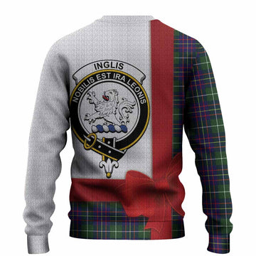 Inglis Tartan Crest Christmas Christmas Ugly Sweater Highland Cow Bagpipes Coquette Bow Style