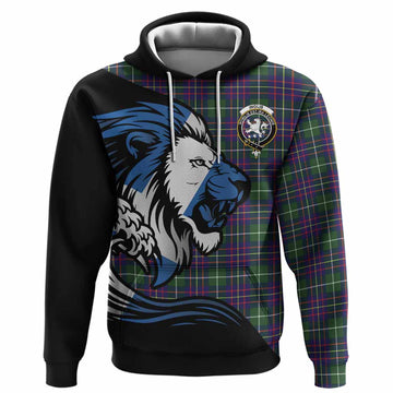 Inglis Tartan Crest Hoodie Scottish Golden Lions Wave Flow