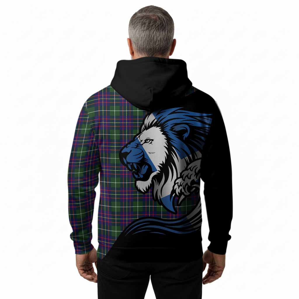 Inglis Tartan Crest Hoodie Scottish Golden Lions Wave Flow