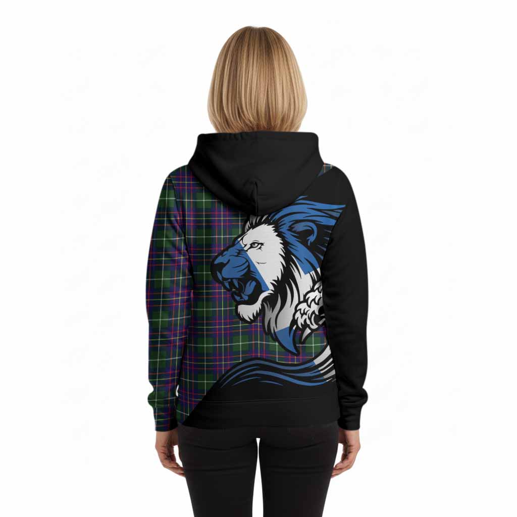 Inglis Tartan Crest Hoodie Scottish Golden Lions Wave Flow