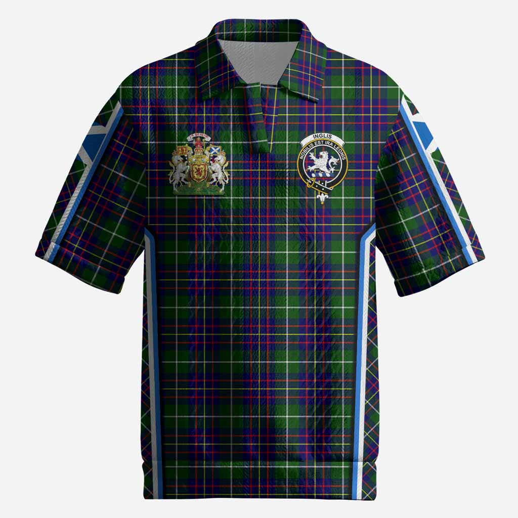 Inglis Tartan Crest Men’s Polo Sweater Top Scotland Coat of Arm Flag Style
