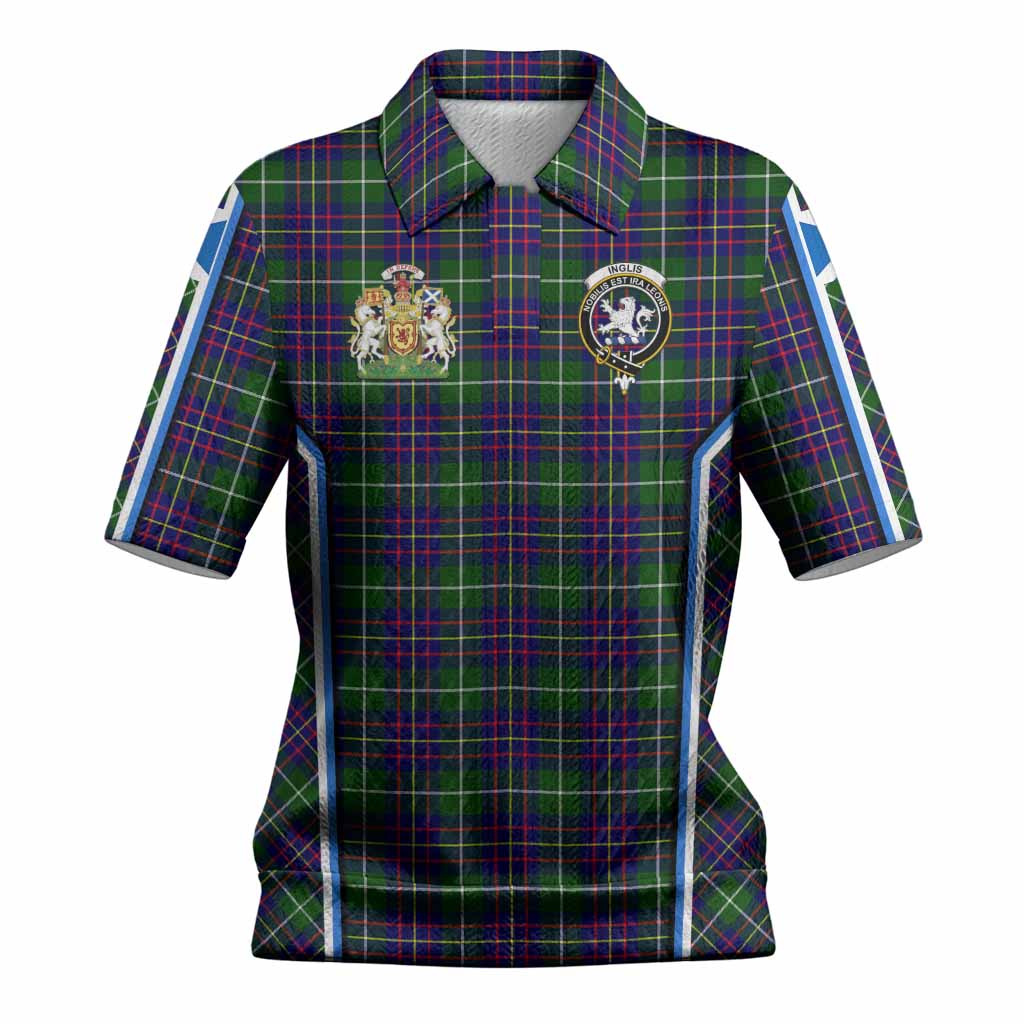 Inglis Tartan Crest Women’s Polo Sweater Top Scotland Coat of Arm Flag Style