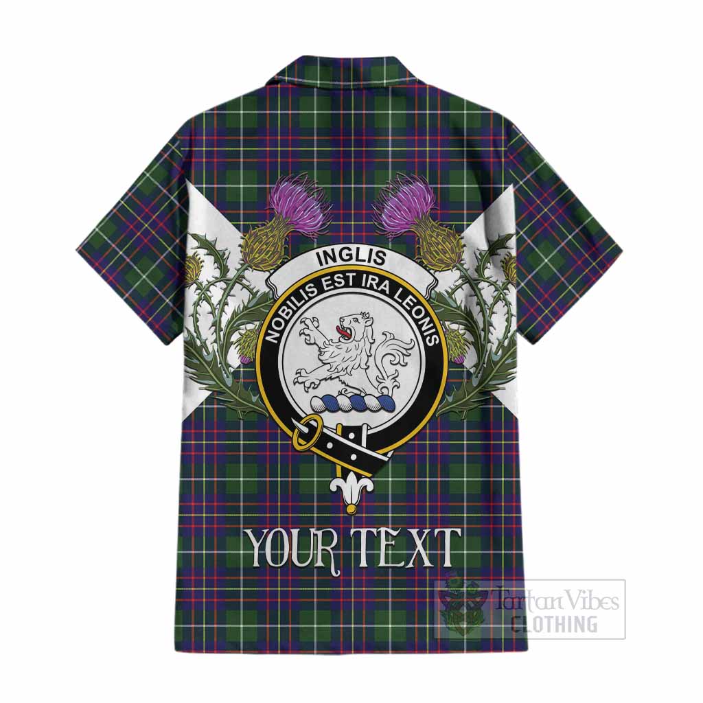 Inglis Tartan Family Crest Cotton Hawaiian Shirt Scottish Burns Night Thistle Floral