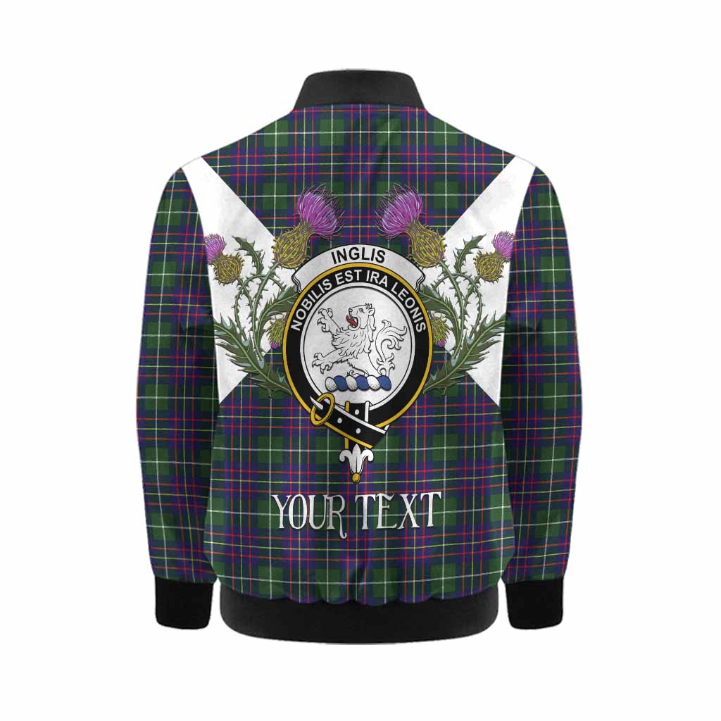 Inglis Tartan Family Crest Kid Bomber Jacket Scottish Burns Night Thistle Floral