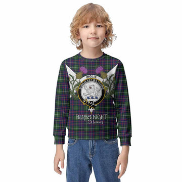 Inglis Tartan Family Crest Kid Knitted Sweatshirt Scottish Burns Night Thistle Floral