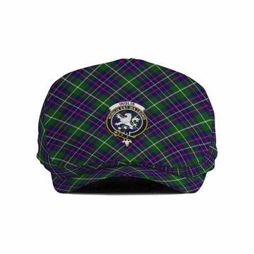 Inglis Tartan Flat Cap, Jeff Cap Cross Style with Family Crest