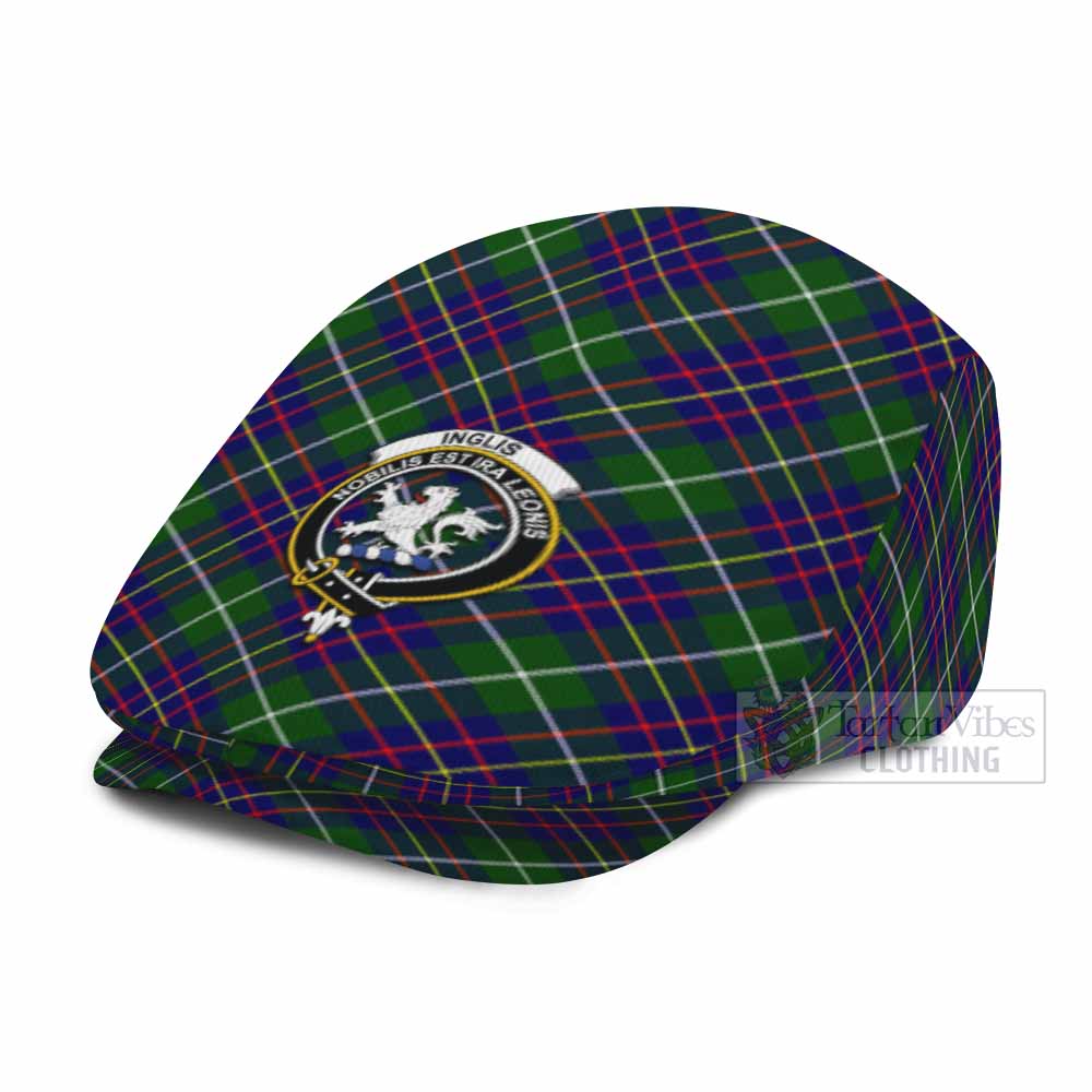 Inglis Tartan Flat Cap, Jeff Cap Cross Style with Family Crest - Tartan Vibes Clothing