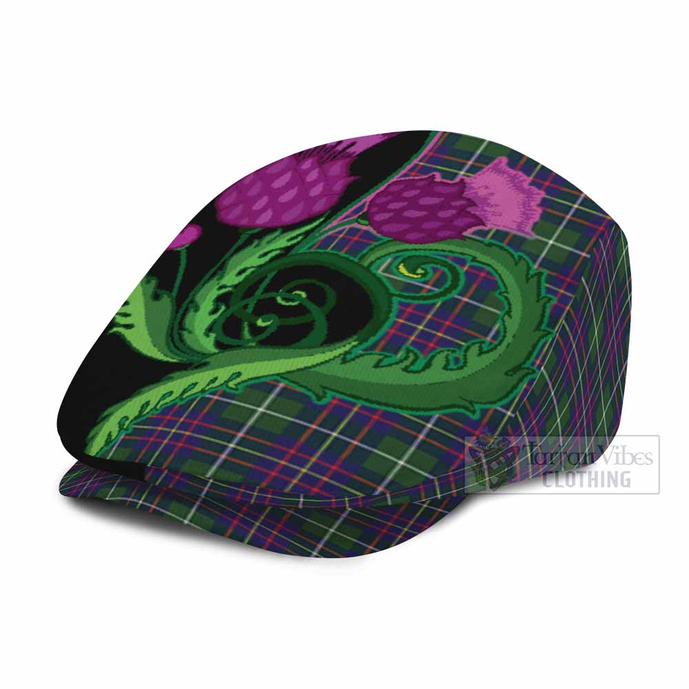 Inglis Tartan Flat Cap, Jeff Cap Traditional Scottish Thistle