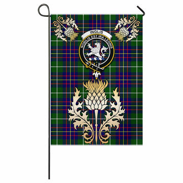 Inglis Tartan Garden Flag with Golden Regal Scottish Thistle Emblem