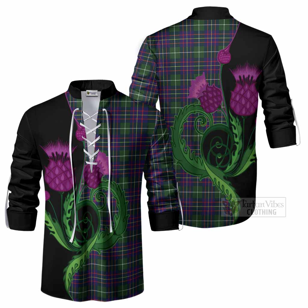 Inglis Tartan Ghillie Shirt Traditional Scottish Thistle