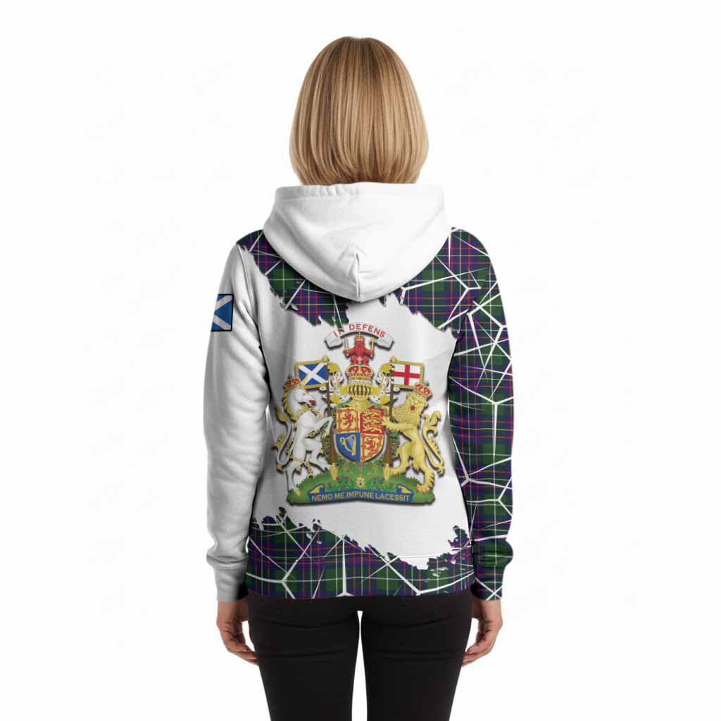 Inglis Tartan Hoodie with Family Crest and Lion Rampant Grunge Style