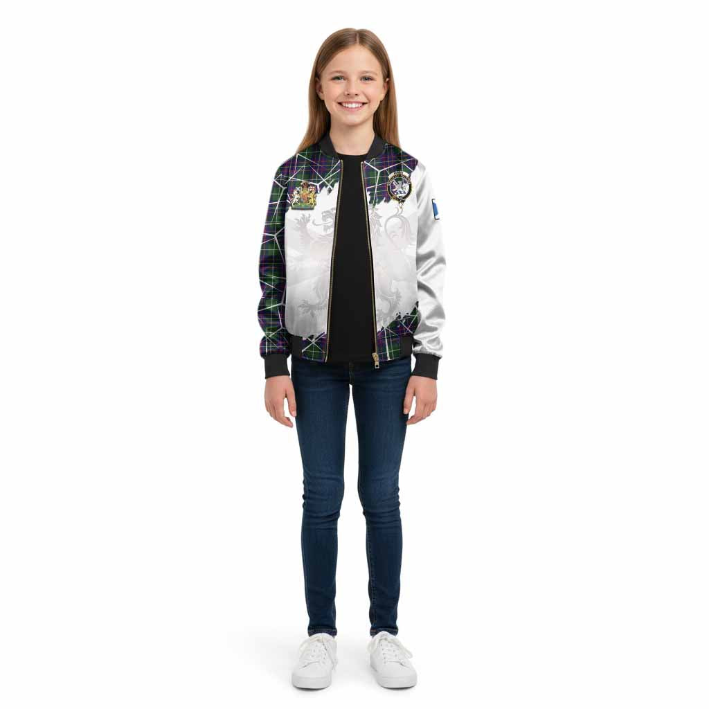 Inglis Tartan Kid Bomber Jacket with Family Crest and Lion Rampant Grunge Style
