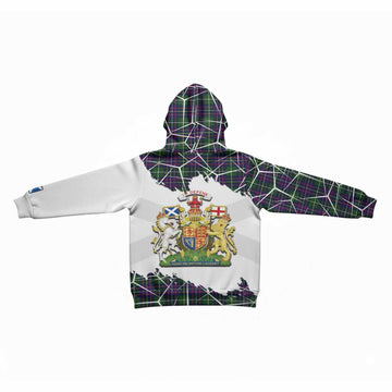 Inglis Tartan Kid Hoodie with Family Crest and Lion Rampant Grunge Style