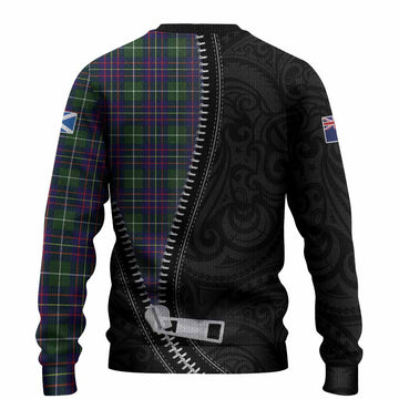 Inglis Tartan Knitted Sweater New Zealand Pattern Unique Zipper Stylized
