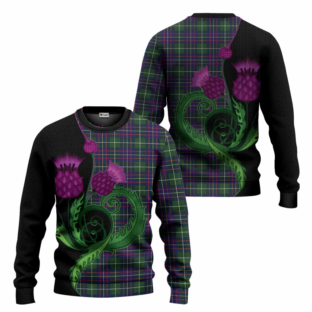 Inglis Tartan Knitted Sweater Traditional Scottish Thistle