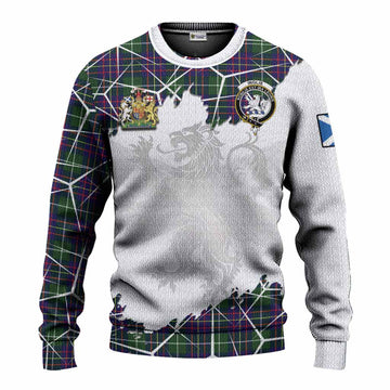 Inglis Tartan Knitted Sweater with Family Crest and Lion Rampant Grunge Style