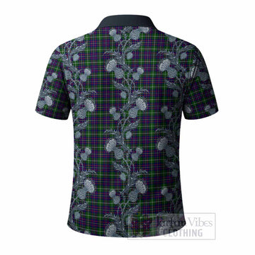 Inglis Tartan Polo Shirt Seamless Scottish Thistle Flowers