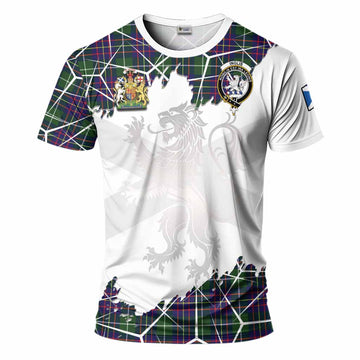 Inglis Tartan T-Shirt with Family Crest and Lion Rampant Grunge Style