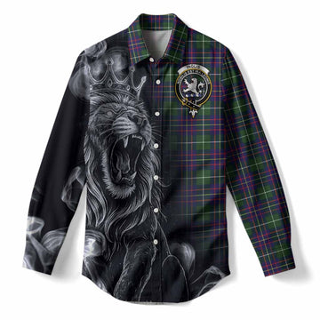 Inglis Tartan Women Casual Shirt Roaring Lion Heritage