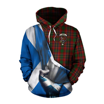 Tartan Vibes Clothing Innes Tartan Cotton Hoodie with Family Crest Scotland Patriotic Style