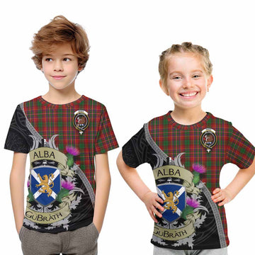 Tartan Vibes Clothing Innes Tartan Family Crest Kid T-Shirt Lion Rampant Royal Thistle Shield Celtic Inspired
