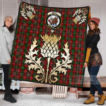 Innes Tartan Quilt with Family Crest and Golden Thistle Style