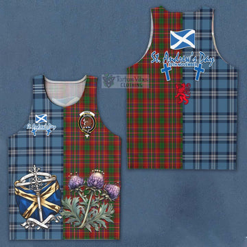 Tartan Vibes Clothing Innes Tartan Men's Tank Top Happy St. Andrew's Day Half Tartan Style