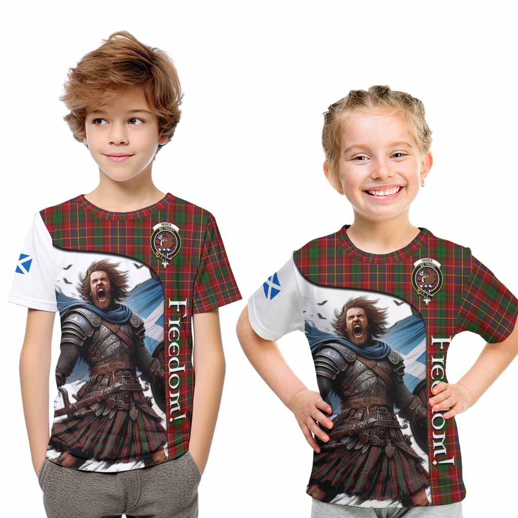 Tartan Vibes Clothing Innes Crest Tartan Kid T-Shirt Inspired by the Freedom of Scottish Warrior