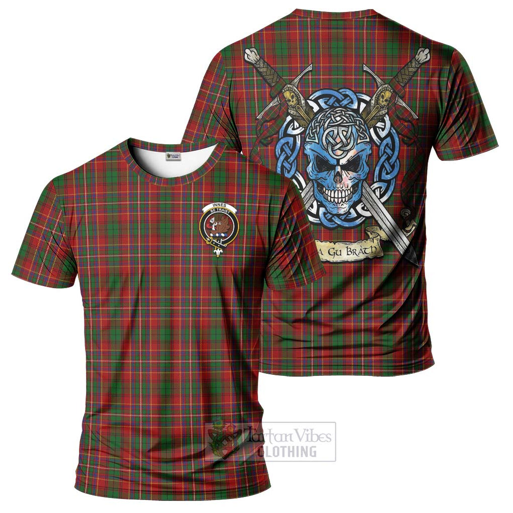 Innes Tartan T-Shirt with Family Crest Celtic Skull Style Kid's Shirt - Tartan Vibes Clothing