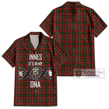 Innes Tartan Short Sleeve Button Shirt with Family Crest DNA In Me Style Kid - Tartanvibesclothing Shop