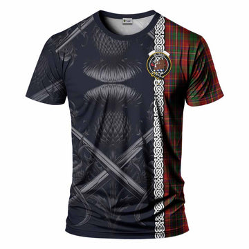 Tartan Vibes Clothing Innes Tartan T-Shirt with Family Crest Cross Sword Thistle Celtic Vibes