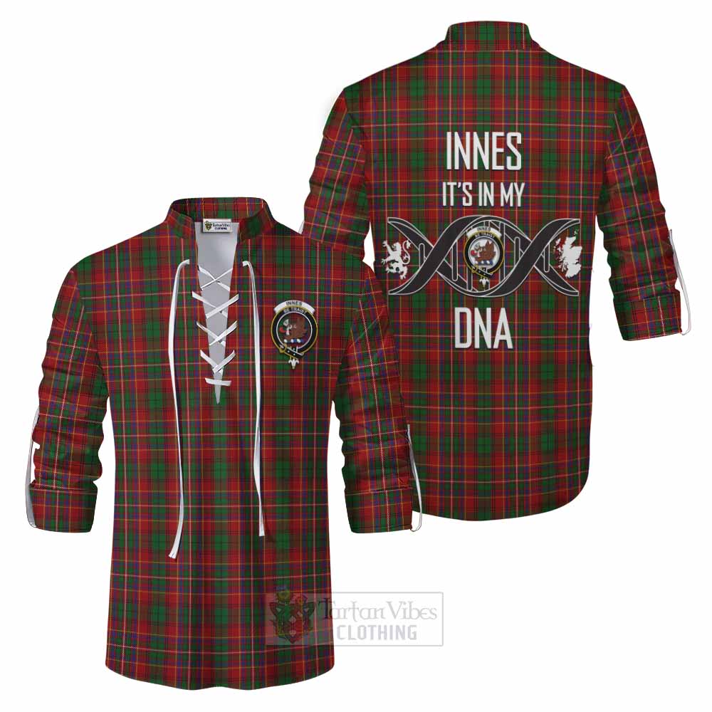 Tartan Vibes Clothing Innes Tartan Ghillie Kilt Shirt with Family Crest DNA In Me Style